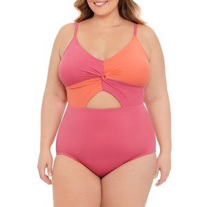 Time and Tru Color-blocked One Piece Swimsuit